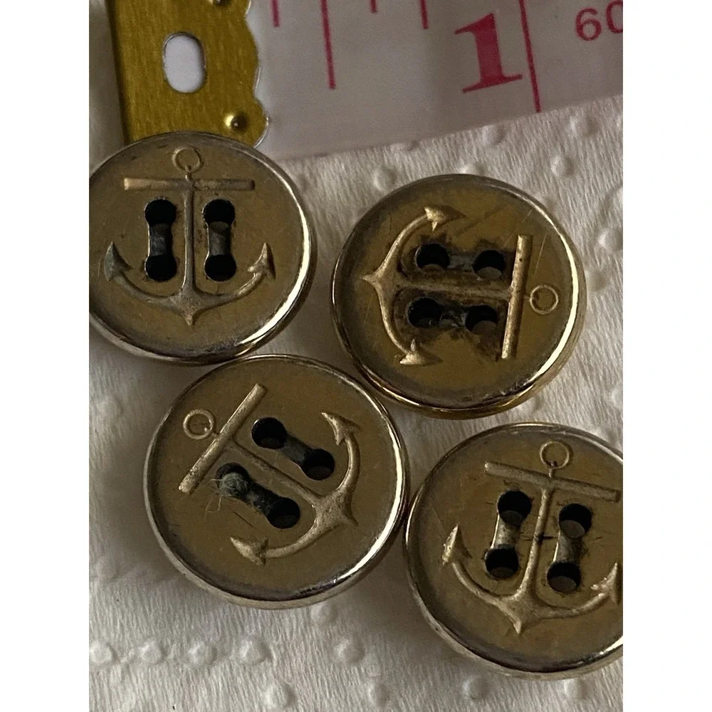 Vintage Navy‎ Brass Button Anchor Set Of 4